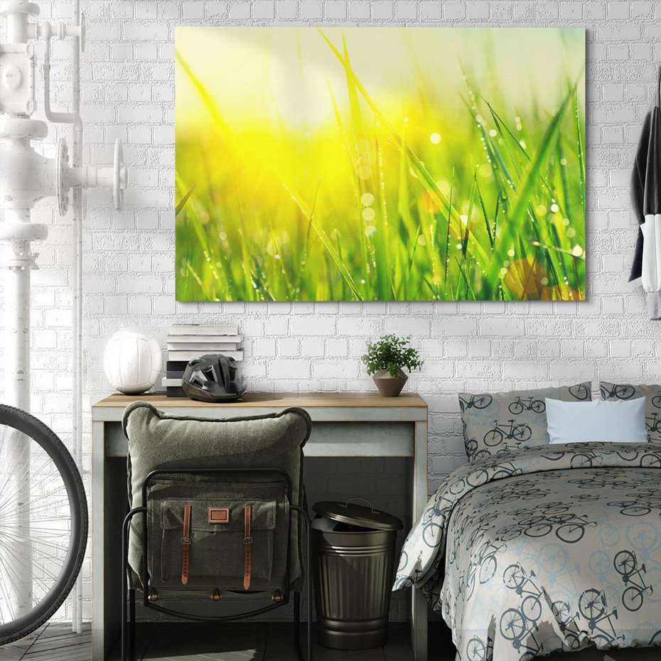 Obraz na płótnie 120x80 - Piękno Poranka - łąka, trawa