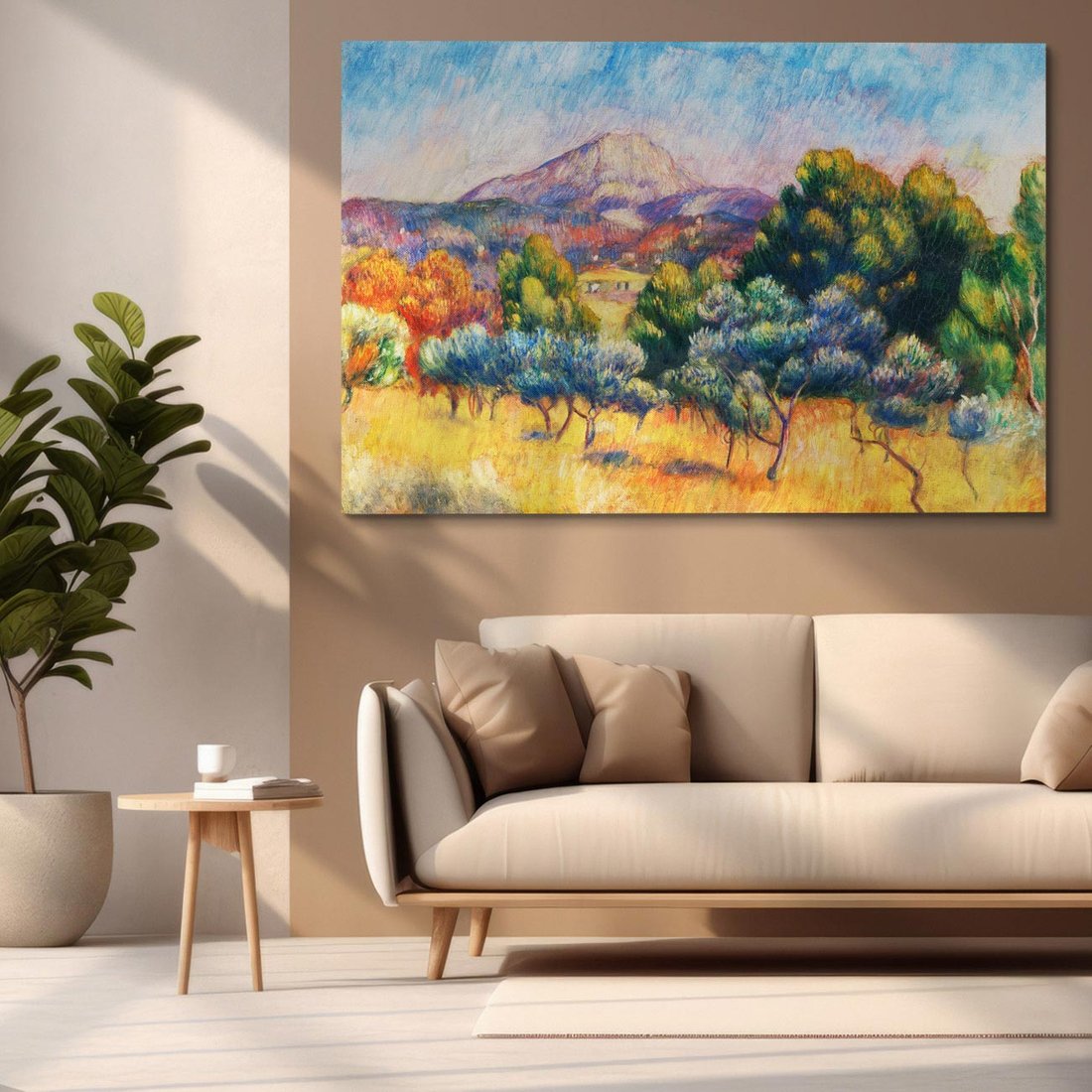 Obraz na płótnie 100x70 - Montagne Sainte-Victoire (Paysage) (1889), Pierre-Auguste Renoir - Reprodukcja - reprodukcja, obraz na płótnie