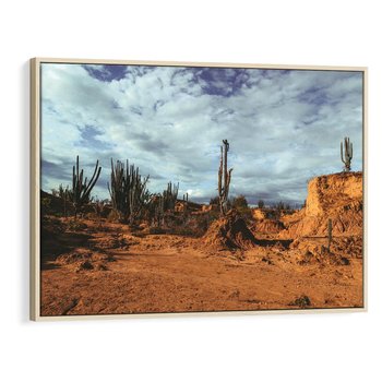 Obraz w ramie 120x80 - Skarby Pustynnego Kanionu - pustynia, kaktusy - rama drewno