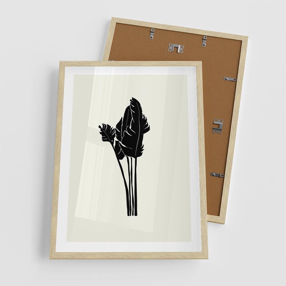 Plakat w ramie 50x70 - Elegancja Palm - nowoczesna sztuka, minimalistyczny styl - rama drewno