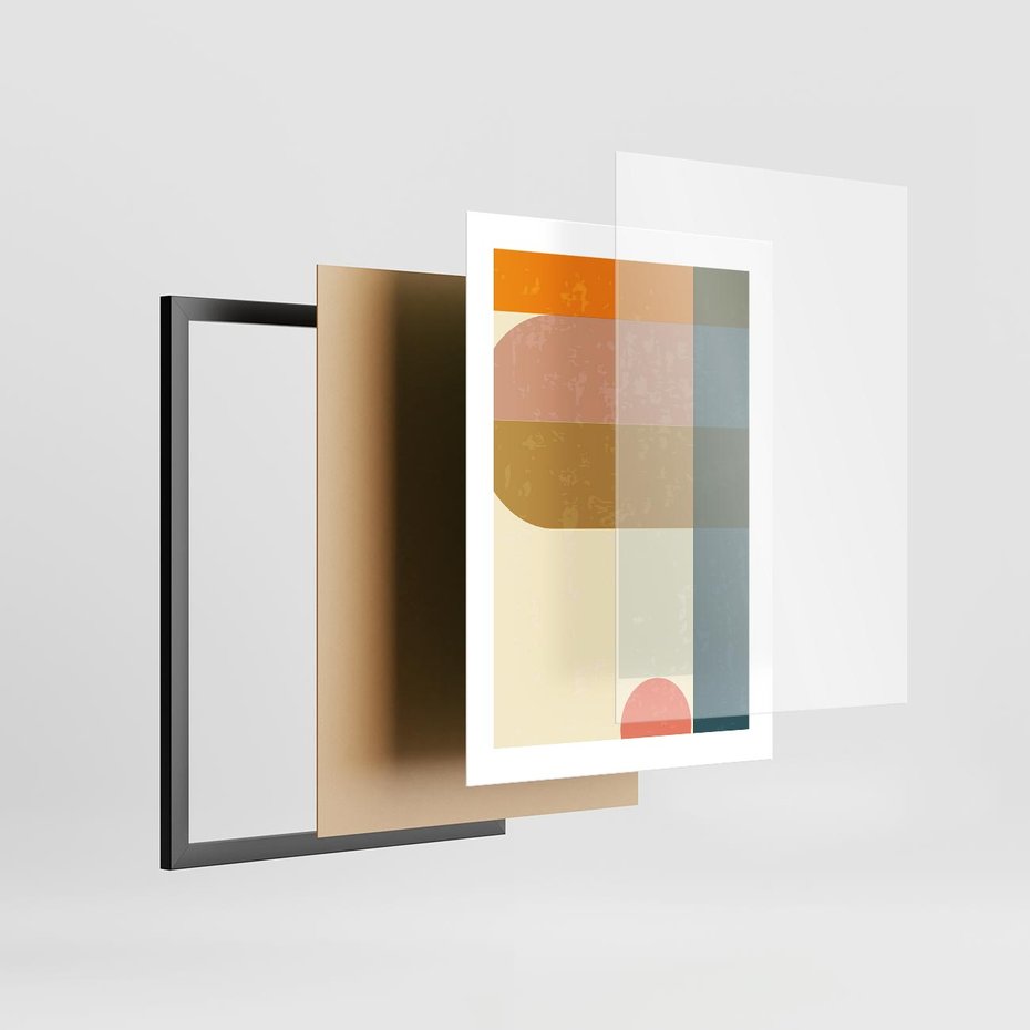 Plakat w ramie 30x40 - Geometryczna Grafika na Plakacie - geometryczna nowoczesna grafika, minimalizm - rama czarna