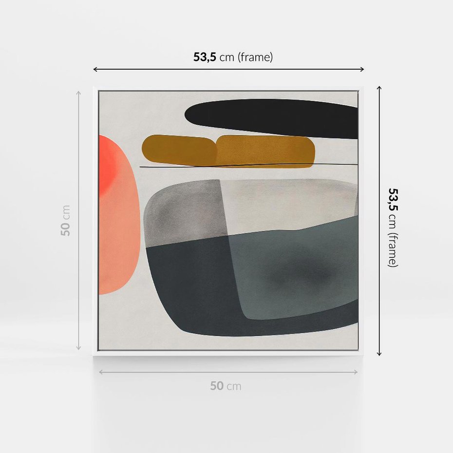 Obraz w ramie 50x50 - Wyraziste Formy - abstrakcyjne plamy, nowoczesny styl - rama biała
