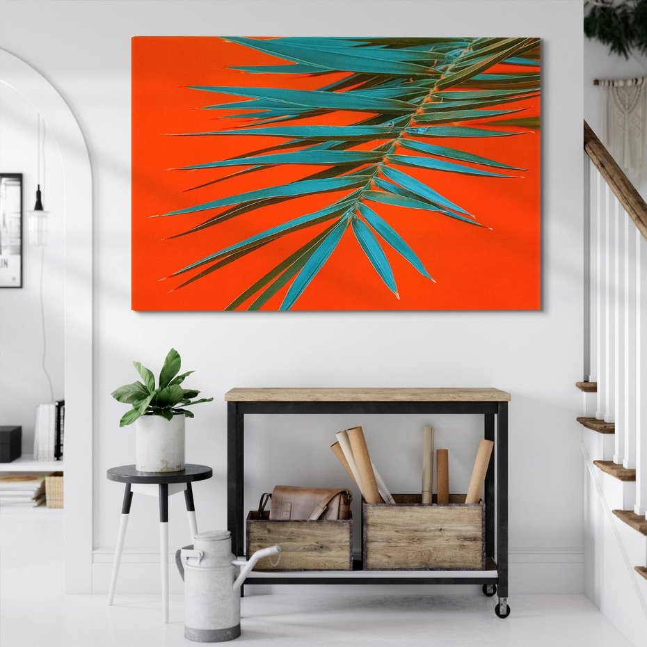 Obraz na płótnie 70x50 - Egzotyczny Urok - liście, palma