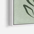 Obraz w ramie 70x100 - Zieleń Wyjątkowego Ukojenia - zielona abstrakcja, zgaszona zieleń - rama biała
