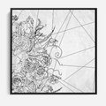 Obraz w ramie 50x50 - Refleksje w martwym punkcie - graficzny szkic, kompozycja kwiatów - rama czarna