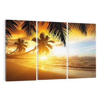 Obraz na płótnie 120x80 - Sielska plaża z palmami i morzem - plaża, morze