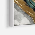 Obraz w ramie 50x50 - Refrakcje płynącej rzeczywistości - jak marmurowa rzeka, linie złota - rama biała