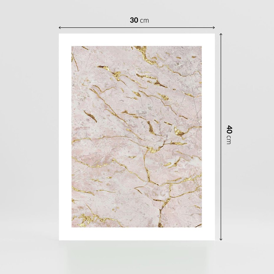Plakat bez ramy 30x40 - Beżowy Marmur i Złoto - marmur, beżowy marmur