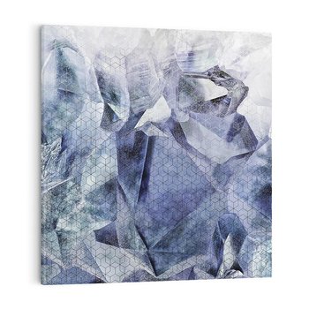 Obraz na płótnie 80x80 - Melodia mgieł i marzeń - abstrakcja w kolorze granatu, przypominająca górę lodową