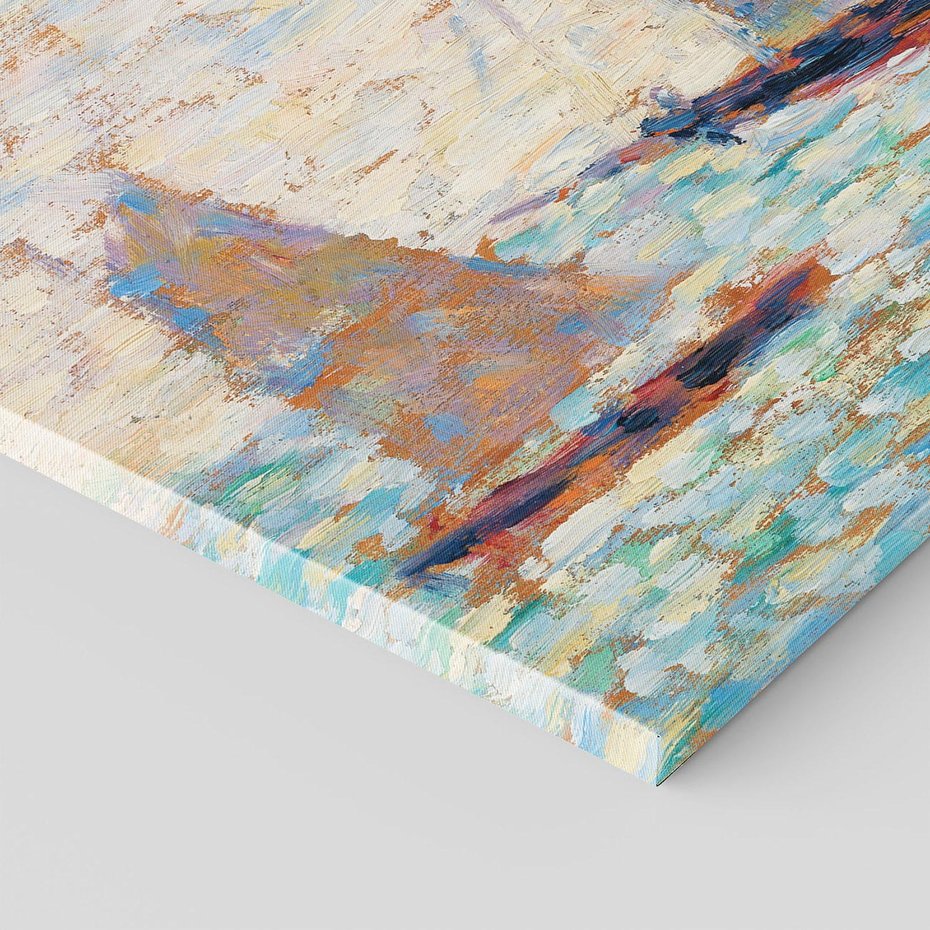 Obraz na płótnie 100x70 - "Dwie Żaglówki w Grandcamp" (1885) Georges Seurat - Reprodukcja - reprodukcja, obraz na płótnie