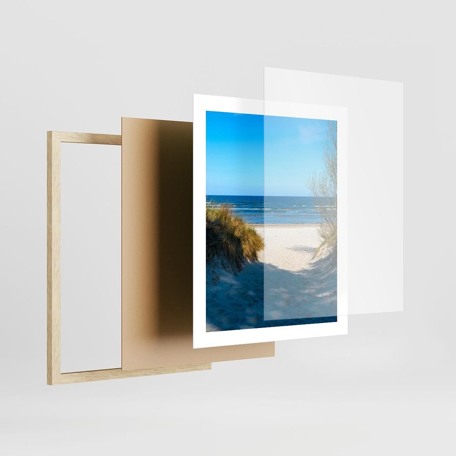 Plakat w ramie 40x50 - Spokój nad brzegiem morza - plaża, morze - rama drewno