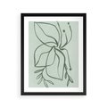 Plakat w ramie 40x50 - Energetyczne Odrodzenie Natury - abstrakcyjne delikatne zielone linie, podobne do gałęzi kwiatów - rama czarna