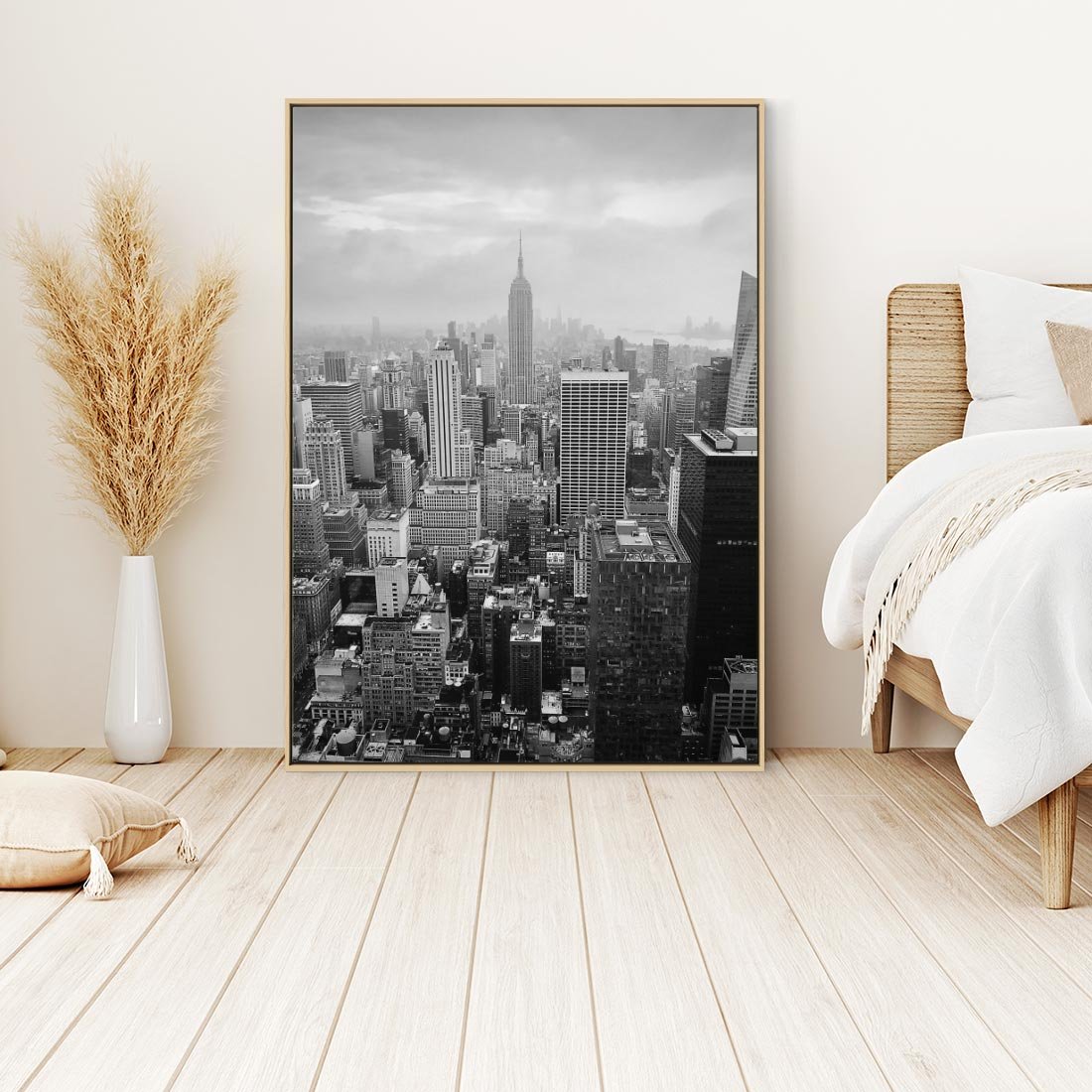 Obraz w ramie 50x70 - Majestatyczne Wysokości - Nowy Jork, wieżowce - rama drewno