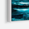 Obraz w ramie 50x50 - Burza Nad Granatowym Oceanem - piękny marynistyczny obraz olejny, wzburzone ciemne morze - rama biała