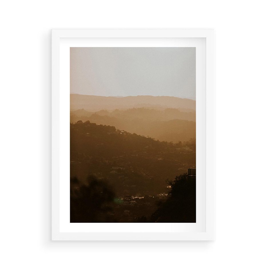 Plakat w ramie 50x70 - Odejście Słońca - pejzaż, zachód - rama biała