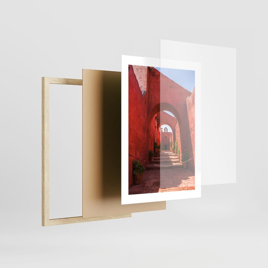 Plakat w ramie 30x40 - Perspektywa Uliczki - uliczka, perspektywa - rama drewno