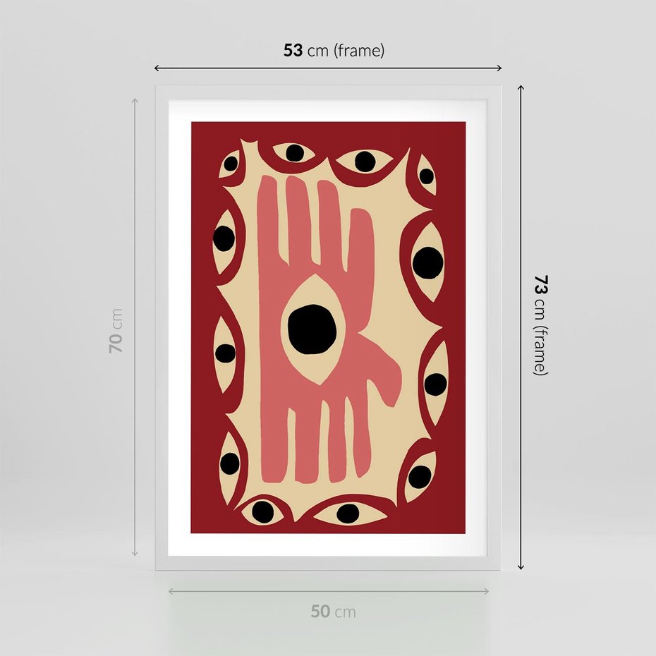 Plakat w ramie 50x70 - Migotliwe Kształty - abstrakcyjny obraz, boho styl - rama biała