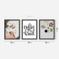Zestaw obrazy w ramie 50x70 galeria - Coffee, break, kawa, napis - rama czarna