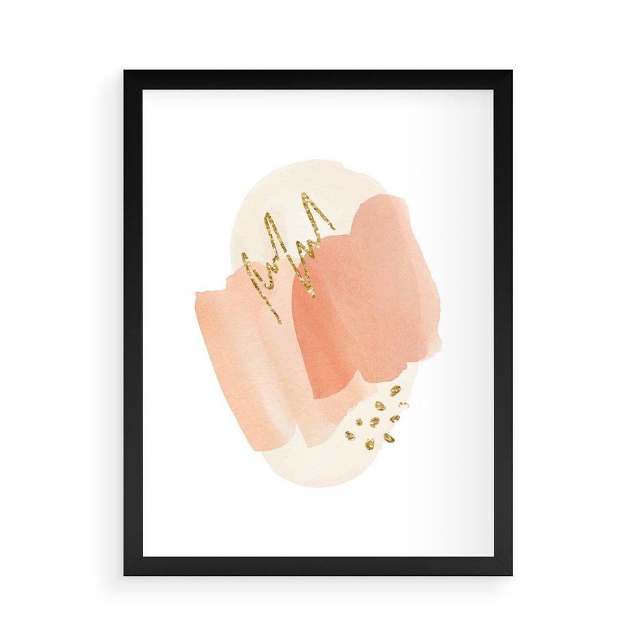 Plakat w ramie 50x70 - Rozbijające Plamy - abstrakcyjne akwarelowe plamy, minimalizm - rama czarna