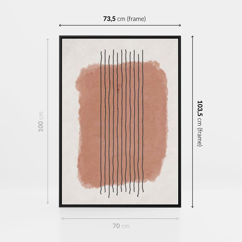 Obraz w ramie 70x100 - Rozmyte Widzenia - abstrakcyjna akwarelowa plama, nieregularne kreski - rama czarna