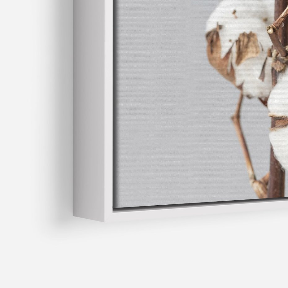 Obraz w ramie 70x100 - Bawełniana boho miękkość - bawełna, boho - rama biała