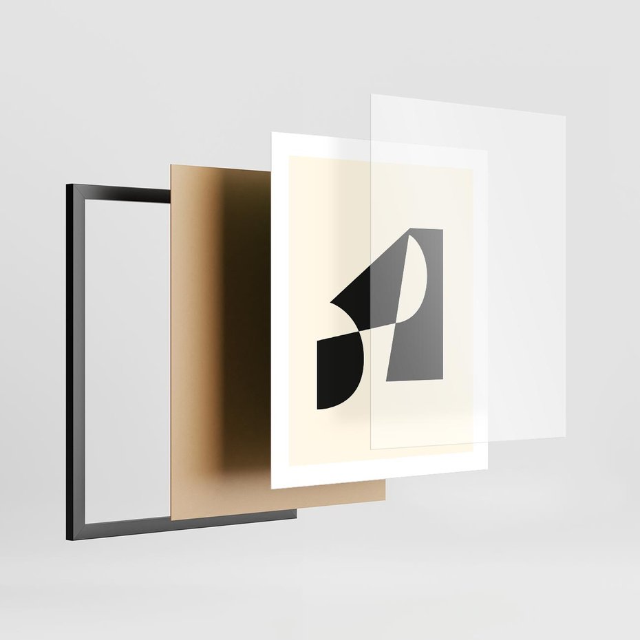 Plakat w ramie 40x50 - Rozświetlony Cień - abstrakcyjna sztuka, geometria - rama czarna