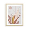 Plakat w ramie 40x50 - Złota Grafika Liści: Wyjątkowa Dekoracja - liście, złoto - rama drewno