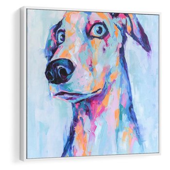 Obraz w ramie 50x50 - Cześć! Jak się Masz? - obraz olejny, zabawna sztuka - rama biała