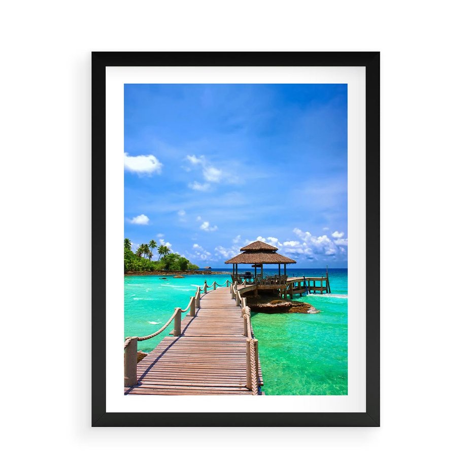 Plakat w ramie 50x70 - Magia tropikalnego oceanu - ocean, tropiki - rama czarna