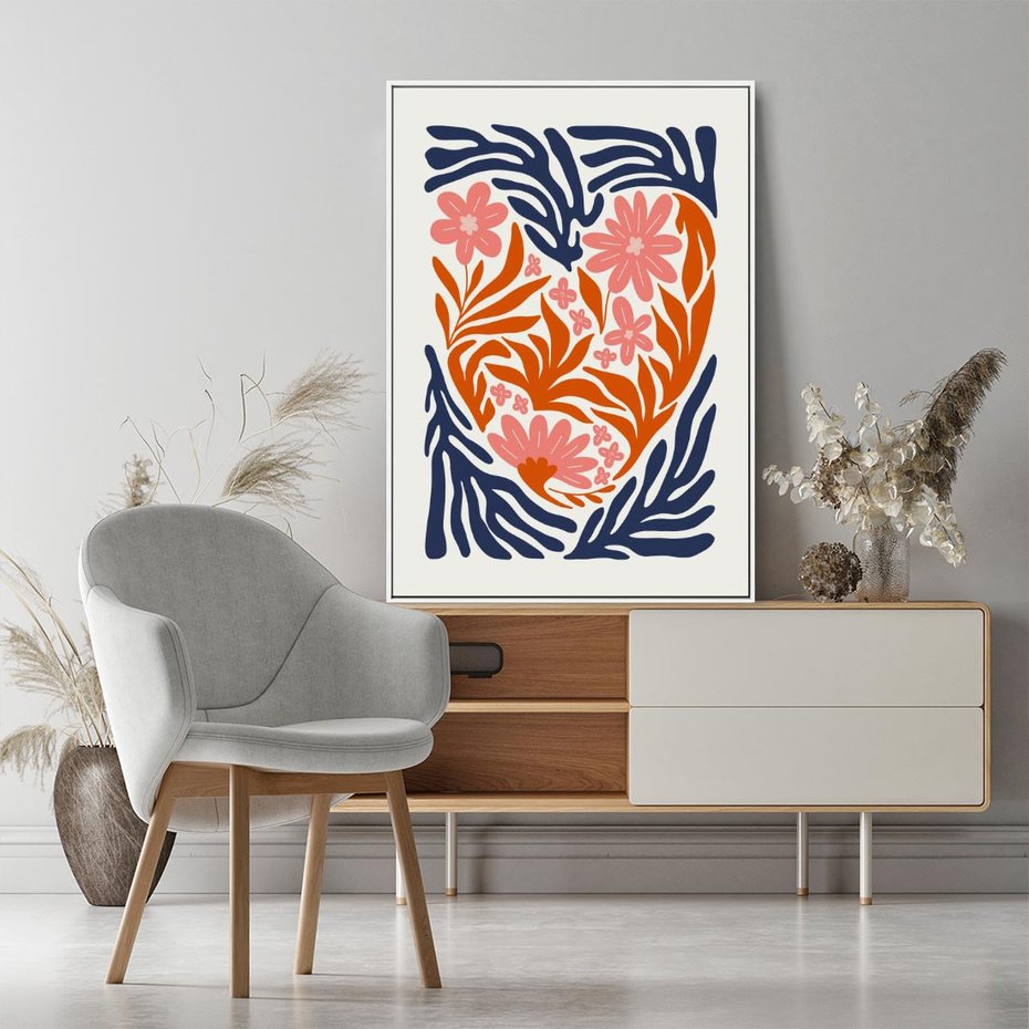 Obraz w ramie 70x100 - Kwiatami Splecione - kwiaty, nowoczesny plakat - rama biała