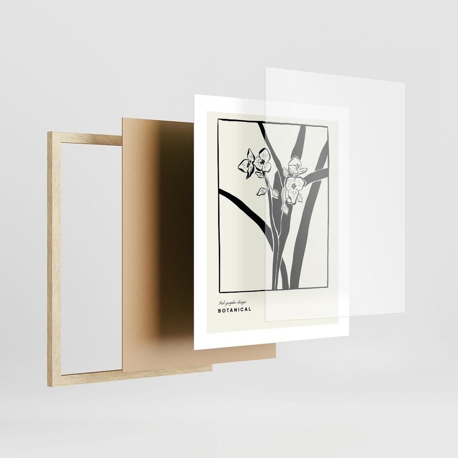 Plakat w ramie 40x50 - Symfonia kwiatowej ekspresji - kwiat, grafika - rama drewno