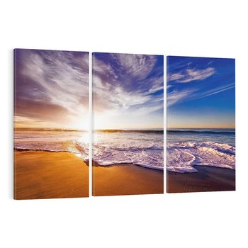 Obraz na płótnie 120x80 - Zachód słońca na plaży: Magia nad morzem - morze, plaża