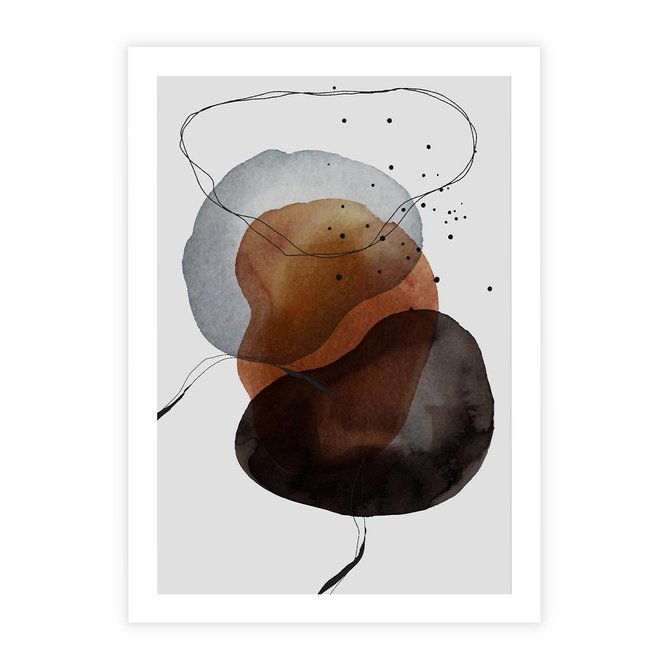 Plakat bez ramy 21x30 - Kolorowe Wizje - abstrakcyjne plamy akwarelowe, czarny szkic