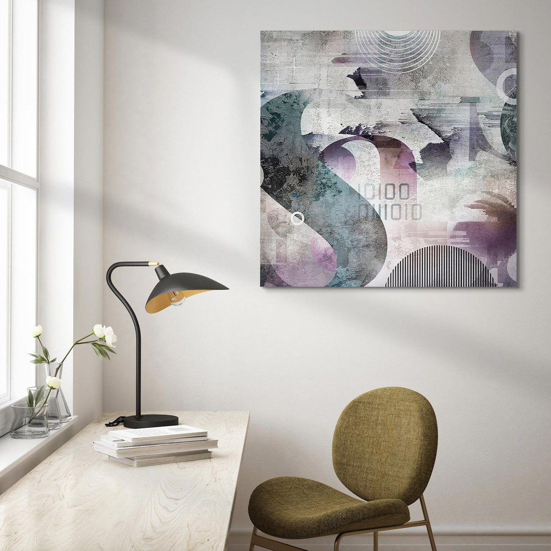 Obraz na płótnie 70x70 - Nocne opowieści w barwach - typografia, abstrakcja