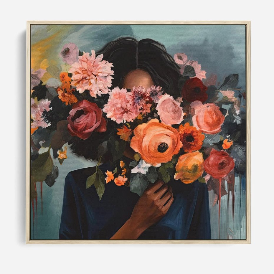 Obraz w ramie 80x80 - Ukryte Emocje - obraz, akwarela - rama drewno