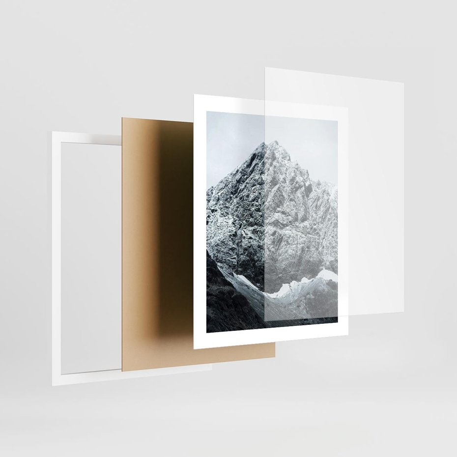 Plakat w ramie 40x50 - Surowość Gór - śnieg, zima w górach - rama biała