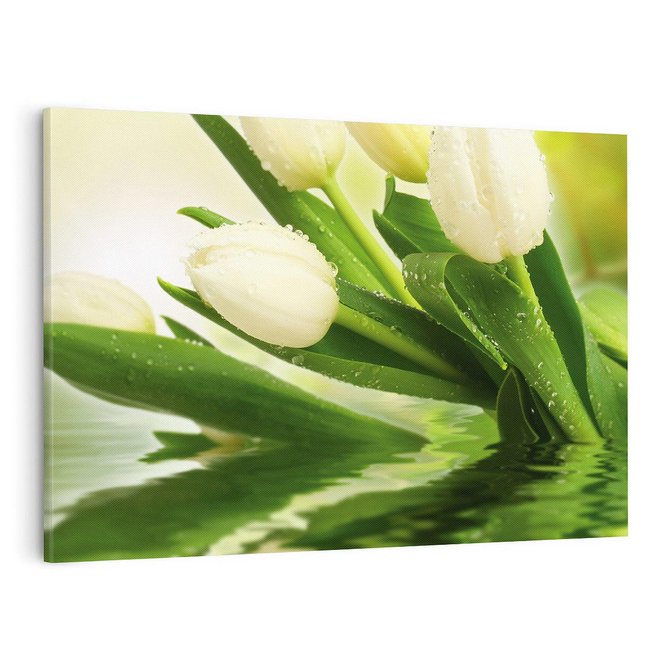 Obraz na płótnie 100x70 - Białe Piękno - białe, tulipany