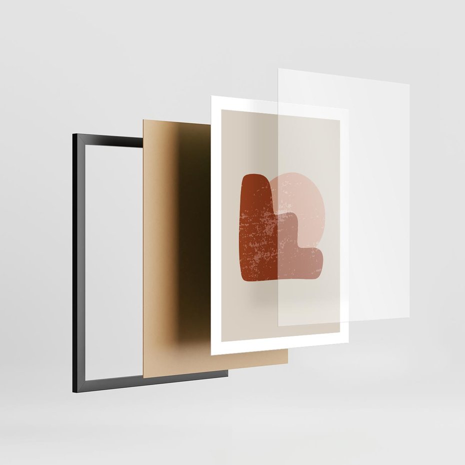 Plakat w ramie 50x70 - Przenikanie Granic - nowoczesny plakat, abstrakcyjne kształty - rama czarna