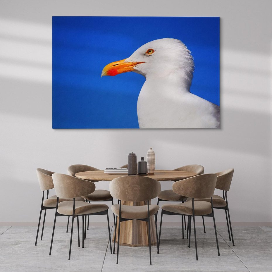 Obraz na płótnie 100x70 - Mewa nad morzem - mewa, pstak