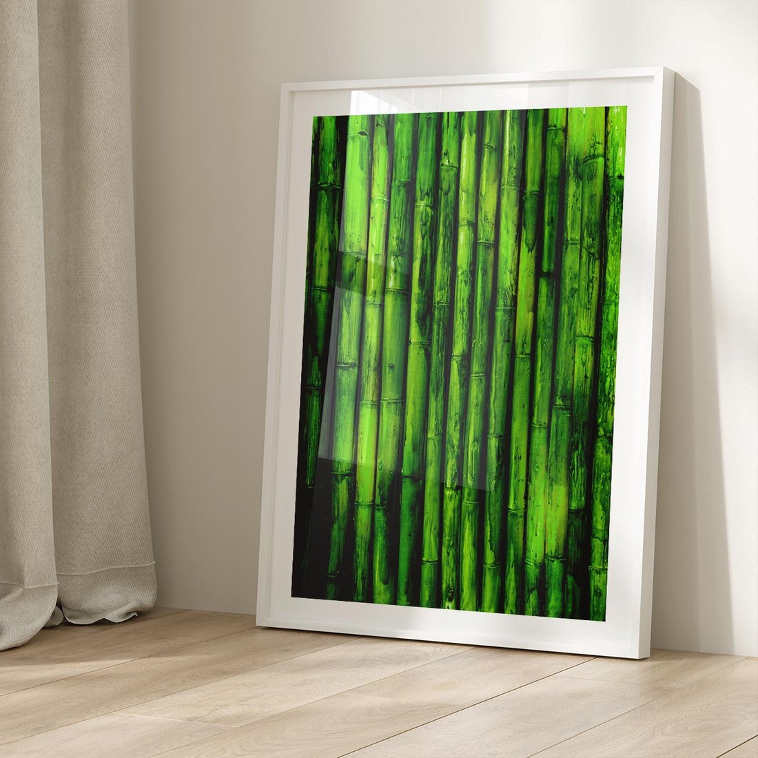 Plakat bez ramy 21x30 - Bambusowy urok zielonej harmonii - bambus, zieleń