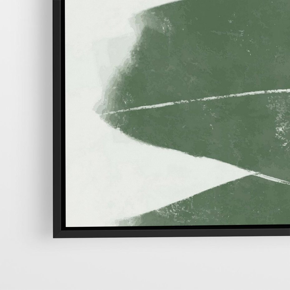 Obraz w ramie 50x50 - Zielone Refleksje - abstrakcja, zgaszony zielony kolor - rama czarna