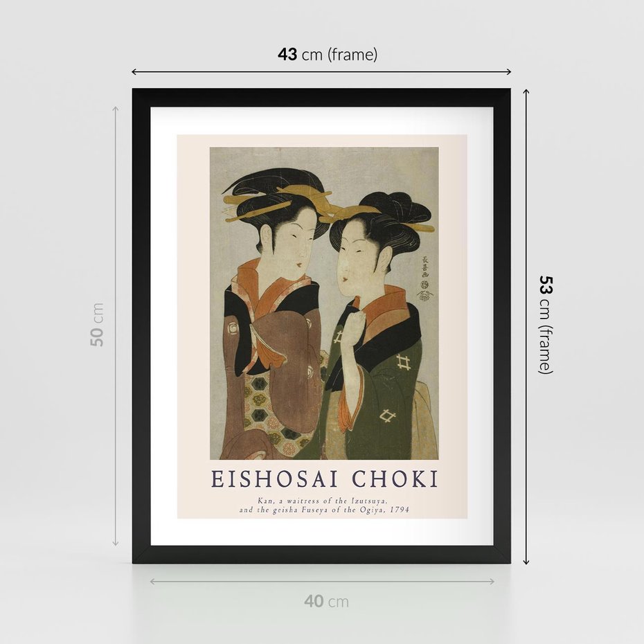 Plakat w ramie 40x50 - Reprodukcja Japońskiej Grafiki - eishosai choki, reprodukcja grafiki - rama czarna