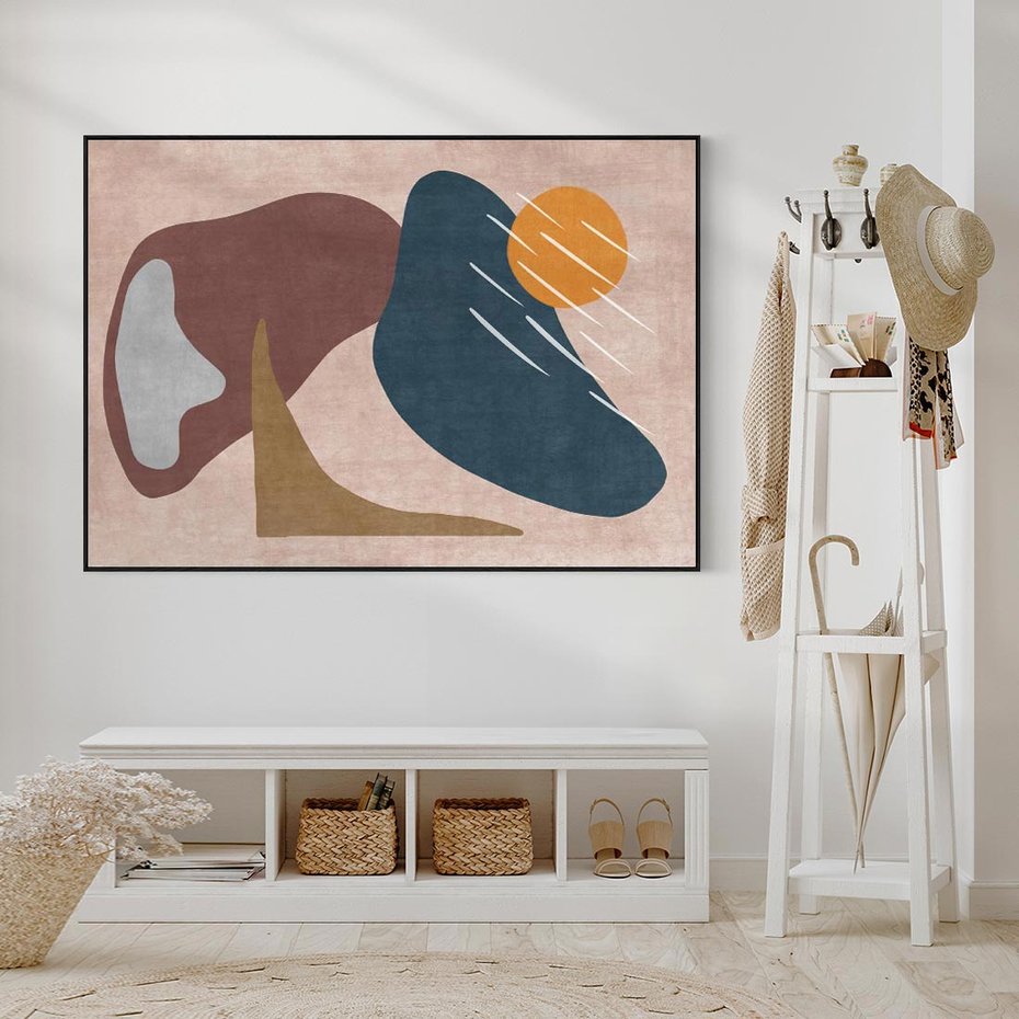 Obraz w ramie 100x70 - Opowieść szepczących pędzli - abstrakcyjne plamy, kształty - rama czarna