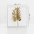 Obraz w ramie 80x80 - Ponadczasowy Urok - złote, liście - rama biała