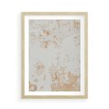 Plakat w ramie 50x70 - Beżowa Ściana z Łuszczącą Się Farbą - stara ściana, beżowa - rama drewno
