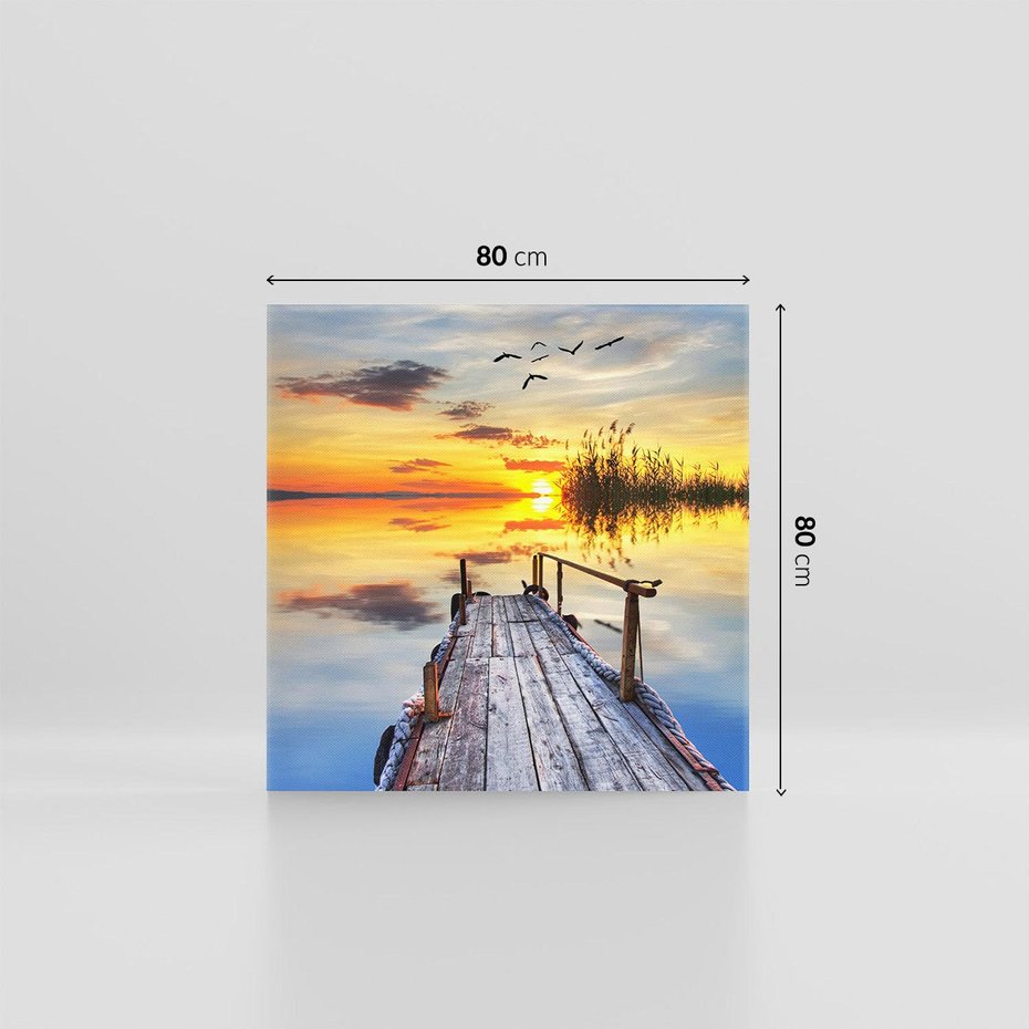 Obraz na płótnie 80x80 - Zachód słońca na pomostach - zachód, słońca