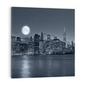 Obraz na płótnie 70x70 - Księżyc nad miastem nocą - księżyc, miasto