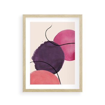 Plakat w ramie 40x50 - Migotliwe Widzenia - abstrakcyjne akwarelowe plamy, nieregularne linie - rama drewno