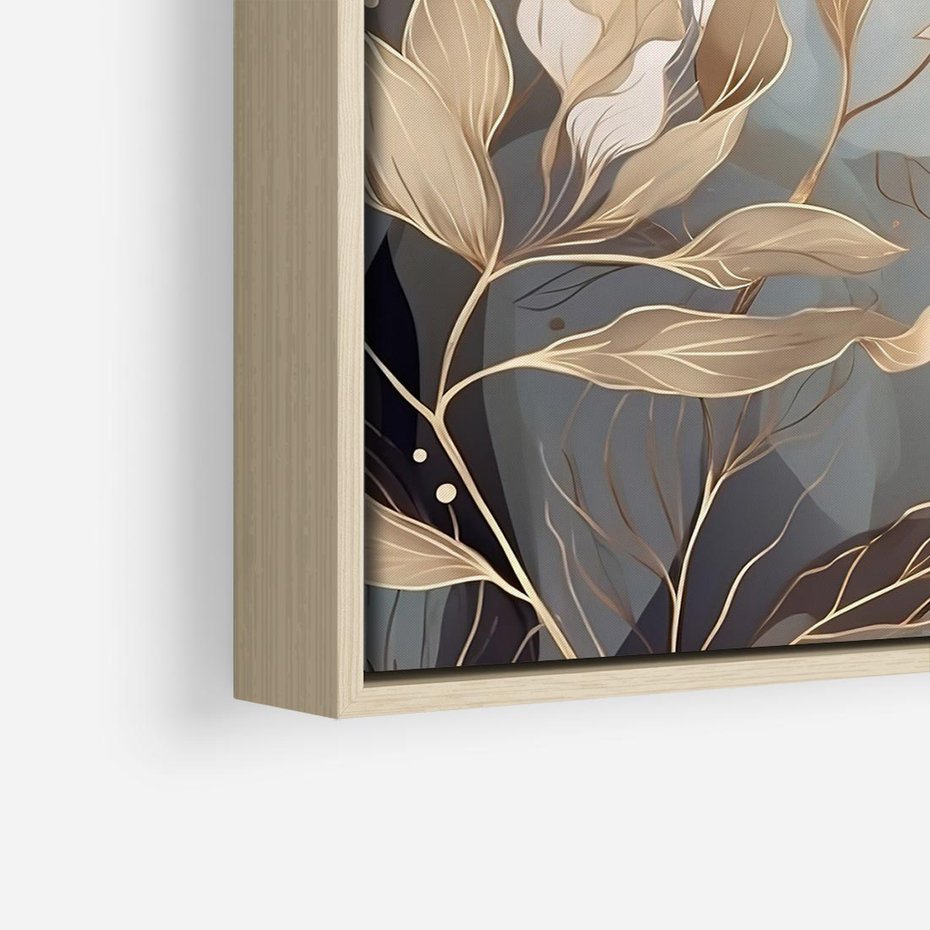 Obraz w ramie 50x50 - Ekspresjonistyczny deszcz uczuć - grafika, złote kwiaty - rama drewno