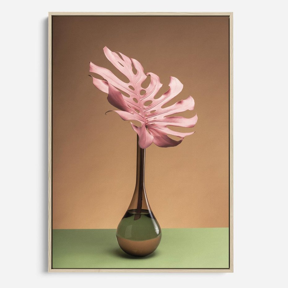 Obraz w ramie 50x70 - Wyjątkowy monstera - monstera, liść - rama drewno